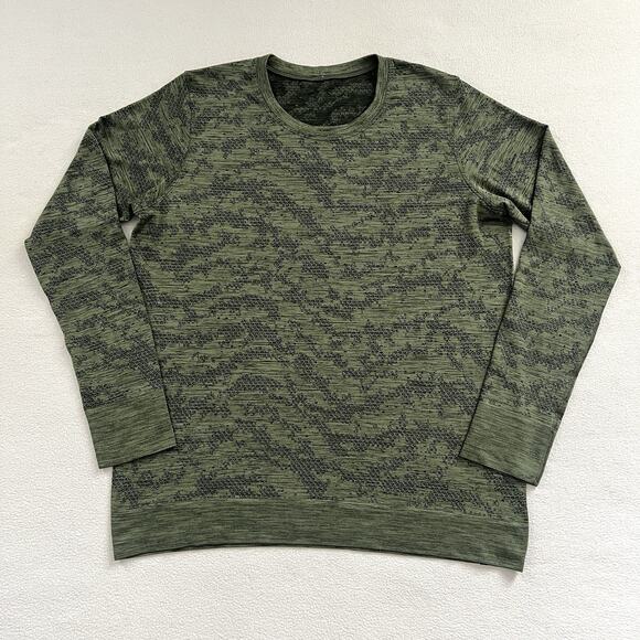 Lululemon Dot Scape Rainforest Green Twill Swiftly Breathe Long Sleeve Shirt 10 - Picture 1 of 8
